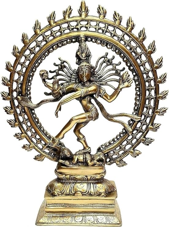 Arisers Brass Pooja Murti Idol Statue God Lord Dancing Shiva Handmade Pital Natraja Hindu God Natraj Decor Showpiece for Home Temple Puja Decoration Festival and Gifting