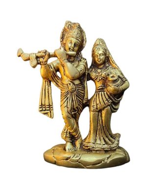 ARISERS Brass Lord Radha Krishna || Krishna Statue || Radha Idol || Figurine Decorative Beautifully Designed Brass Work || Radha Krishna Murti for Home Office Temple Best Gift Showpiece