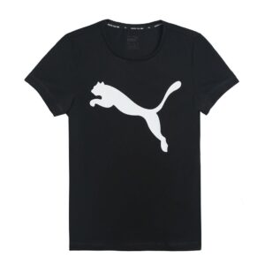 PUMA ACTIVE Tee Girls Solid Polyester Regular T Shirt  (Black, Pack of 1)