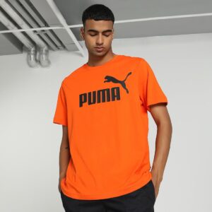 PUMA Men Printed Crew Neck Pure Cotton Orange T-Shirt