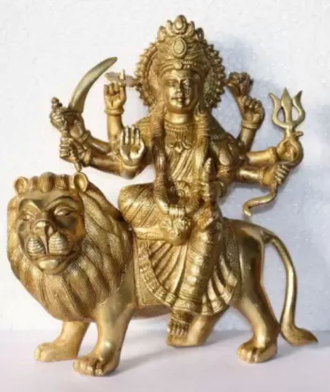 ARISERS Durga MATA Brass murti Idol God Lord Spiritual Religious Sculpture Antique Statue Decor Showpiece for Home Entrance Temple Puja Decoration Festivals Diwali and Gifting