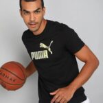 PUMA No.1 Logo Tee Men Typography Round Neck Cotton Blend Black T-Shirt