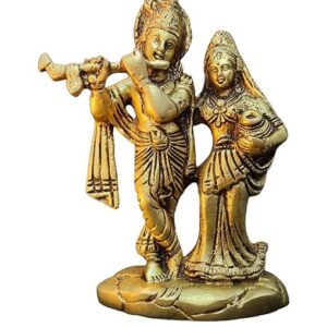 ARISERS Brass Lord Radha Krishna || Krishna Statue || Radha Idol || Figurine Decorative Beautifully Designed Brass Work || Radha Krishna Murti for Home Office Temple Best Gift Showpiece