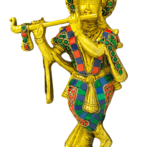 ARISERS Brass Krishna Bhagwan Idol Murli Kishana Murti Standing Playing with Home Decoration Good Luck Multicolor Colour